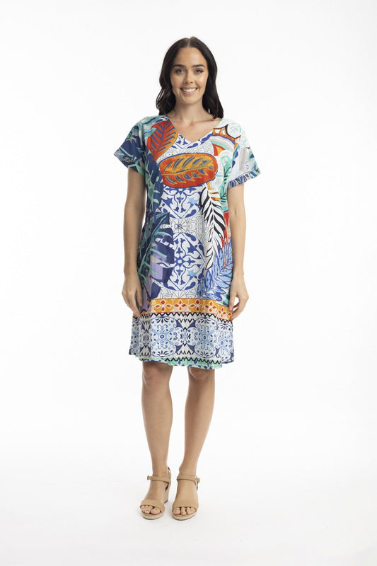 "Cayman" Reversible Short Sleeve Dress By Orientique Naturally Australian