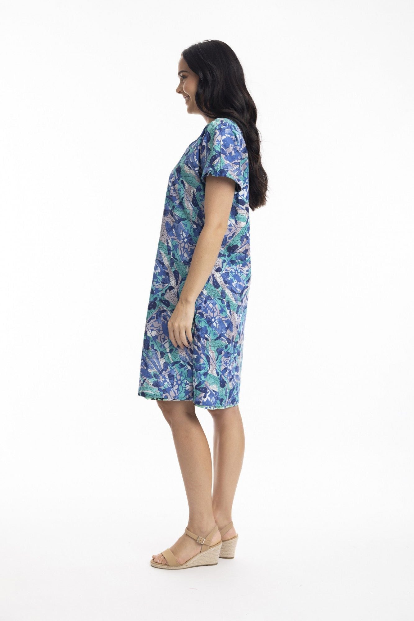 "Cayman" Reversible Short Sleeve Dress By Orientique Naturally Australian