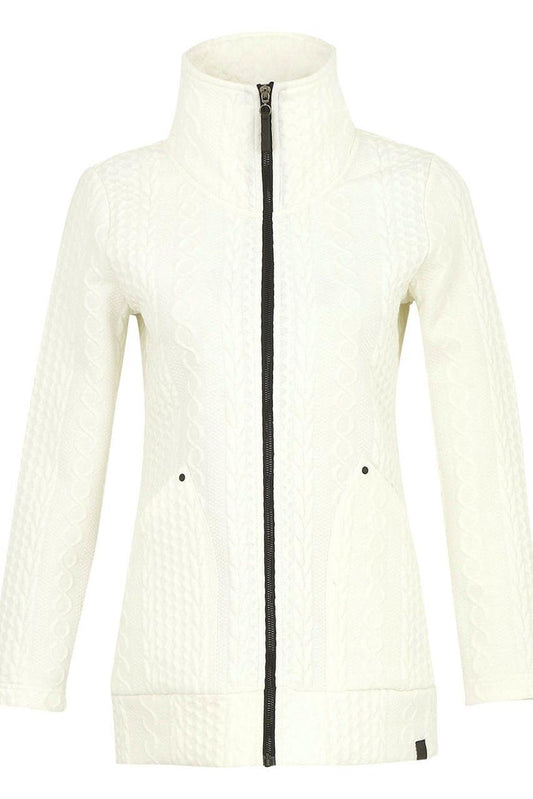 Long Zip Cardigan Style Jacket in Off White by Dolcezza