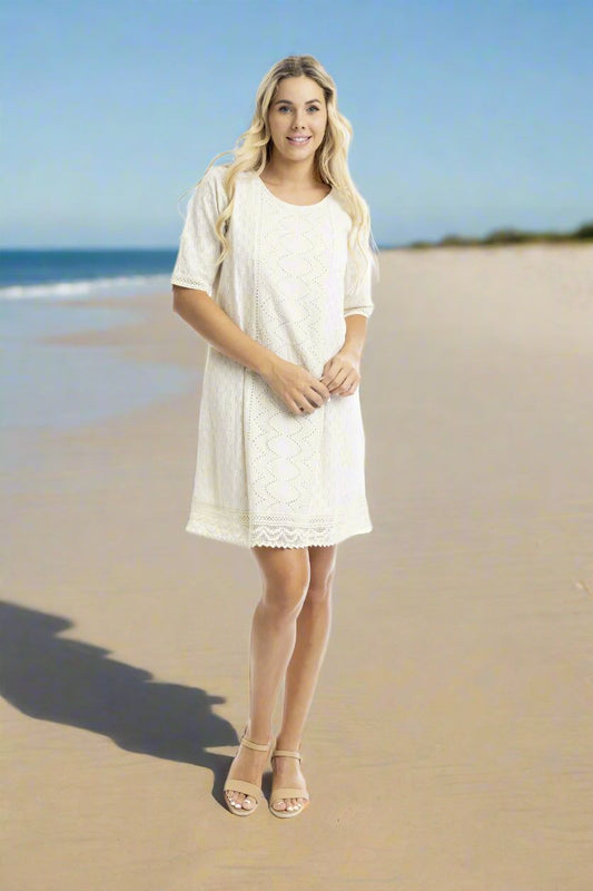 Broderie Shift Dress - Orientique Naturally Australian