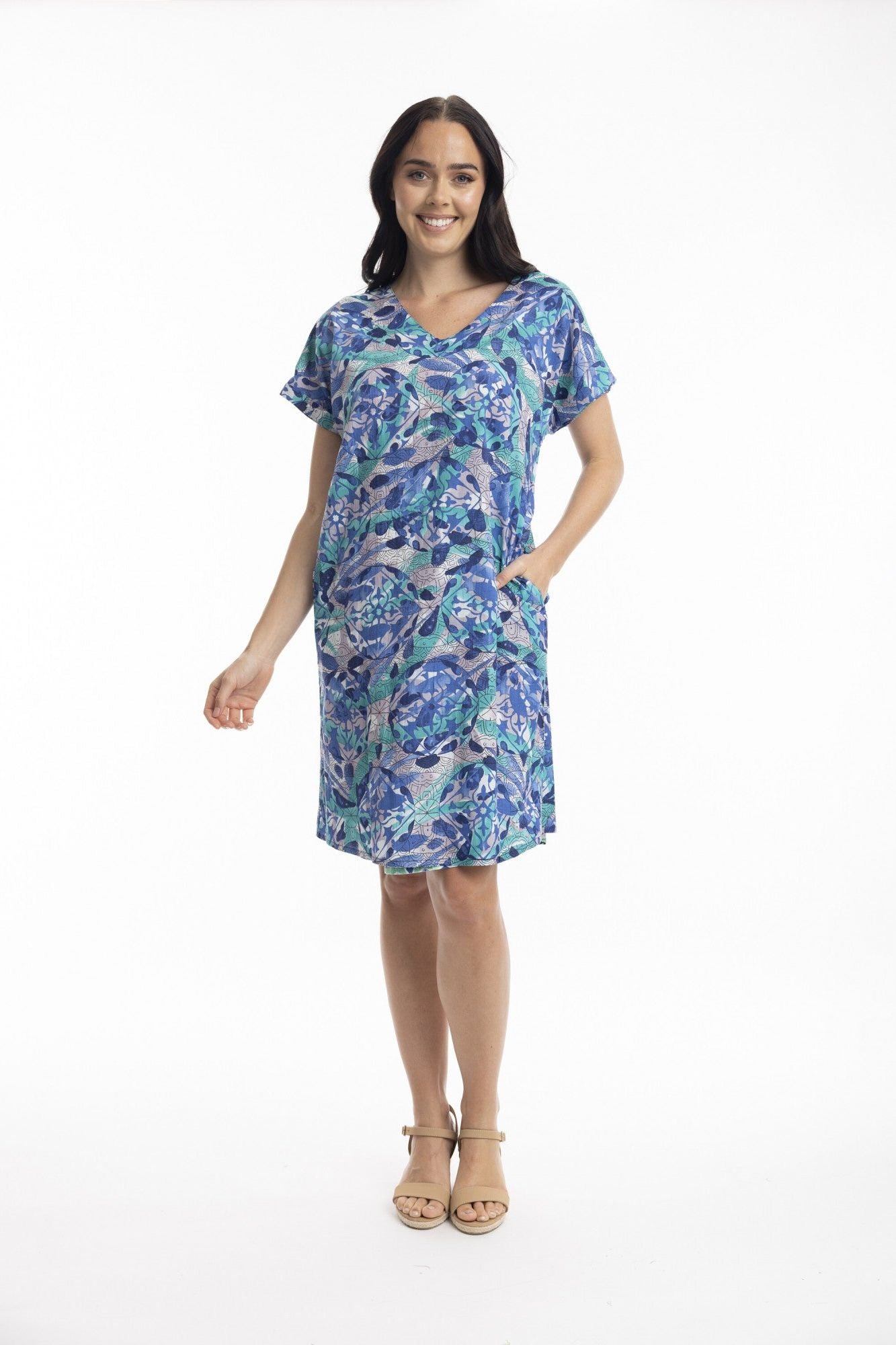 "Cayman" Reversible Short Sleeve Dress By Orientique Naturally Australian