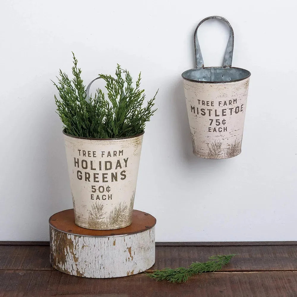 Farmhouse Tin Buckets - Farm Fresh Christmas Trees