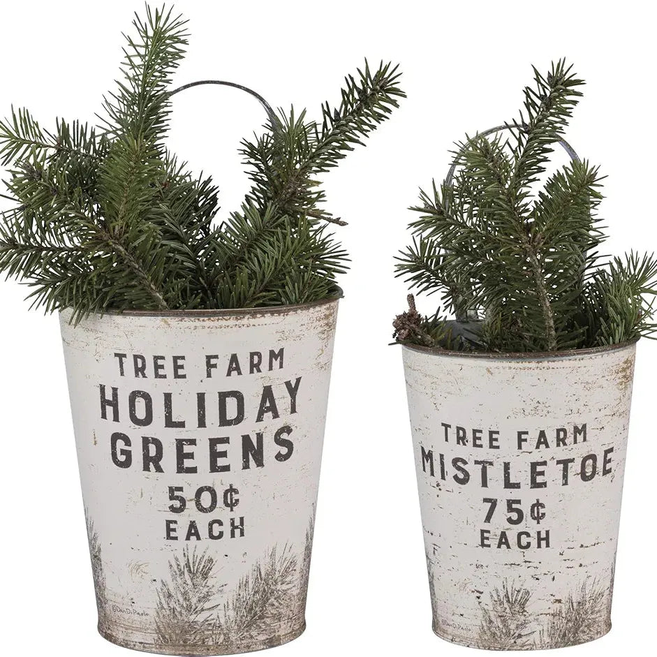 Farmhouse Tin Buckets - Farm Fresh Christmas Trees