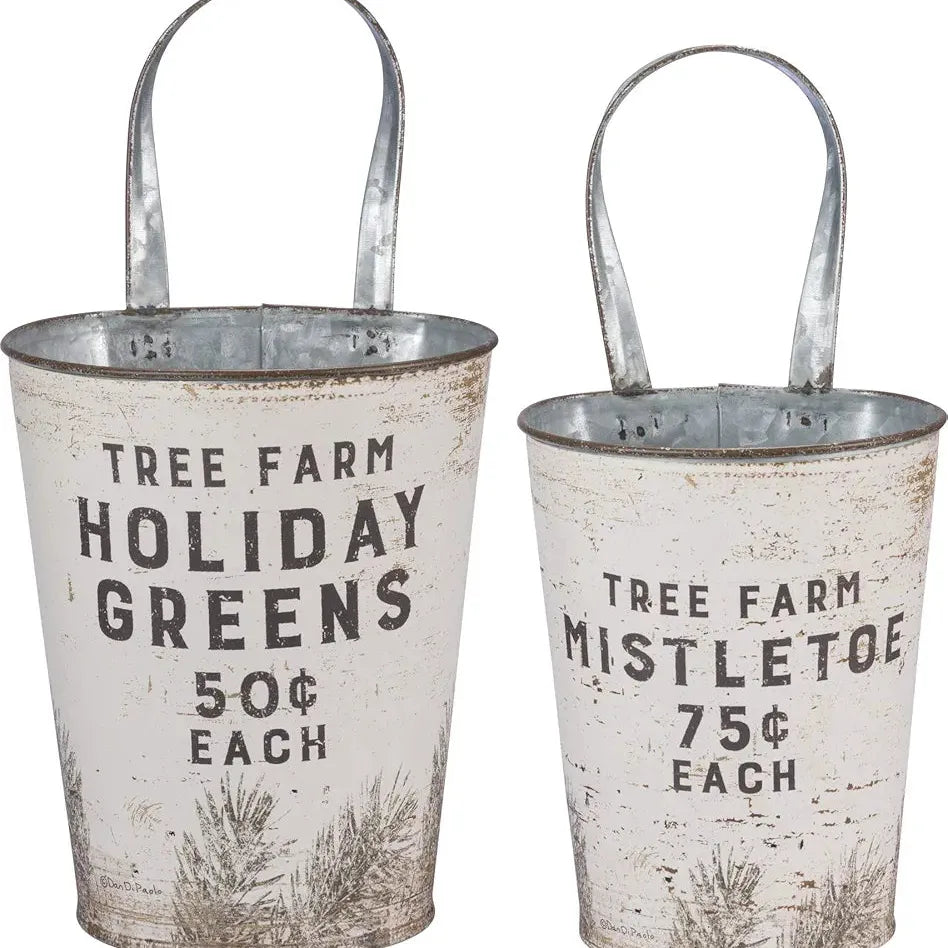 Farmhouse Tin Buckets - Farm Fresh Christmas Trees