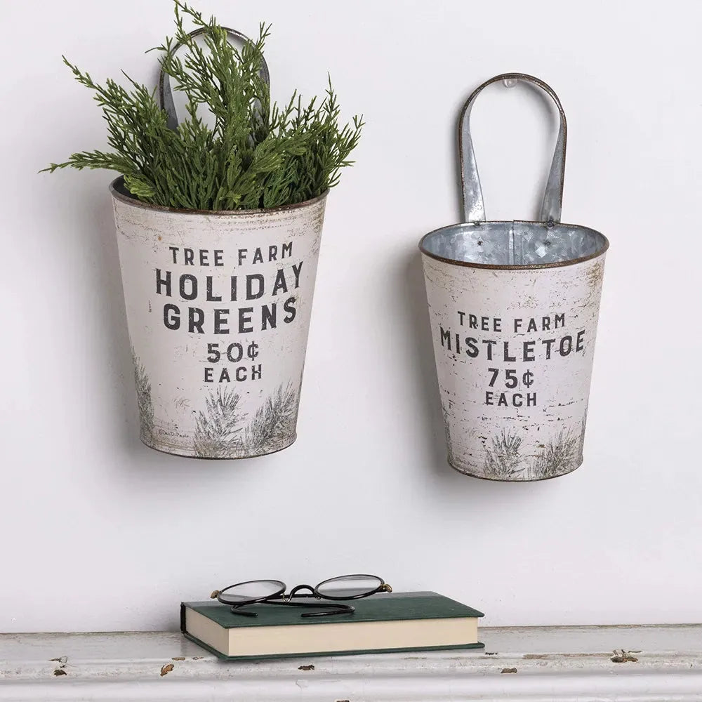 Farmhouse Tin Buckets - Farm Fresh Christmas Trees