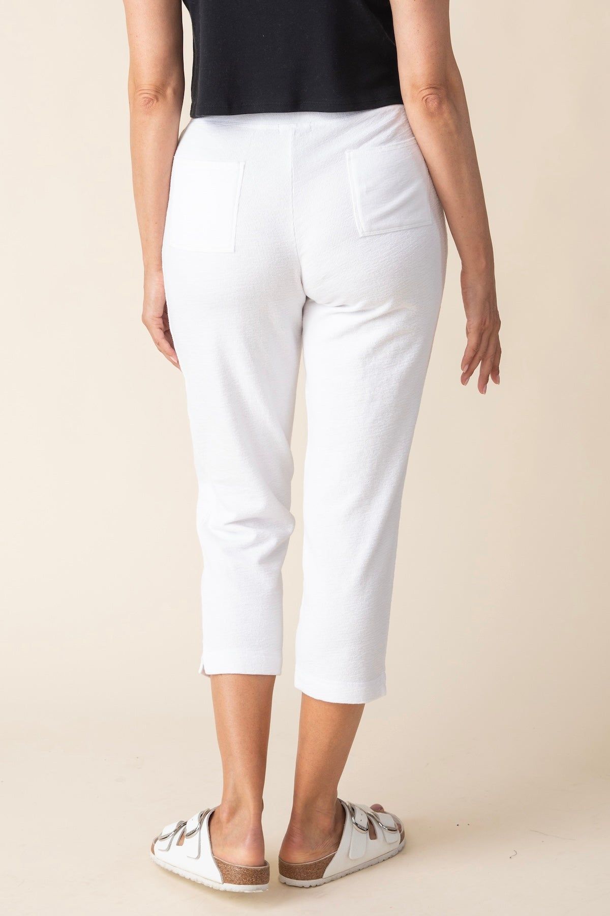 White Cotton Capri Pants in White by Habitat Clothes