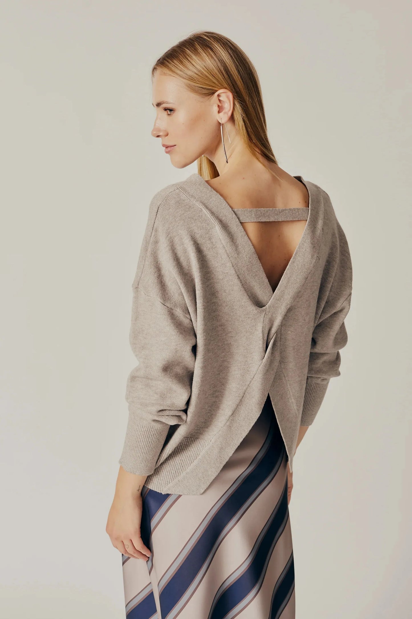 Blossom Open Back Sweater in Grey Mix by Deluc