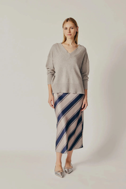 Blossom Open Back Sweater in Grey Mix by Deluc