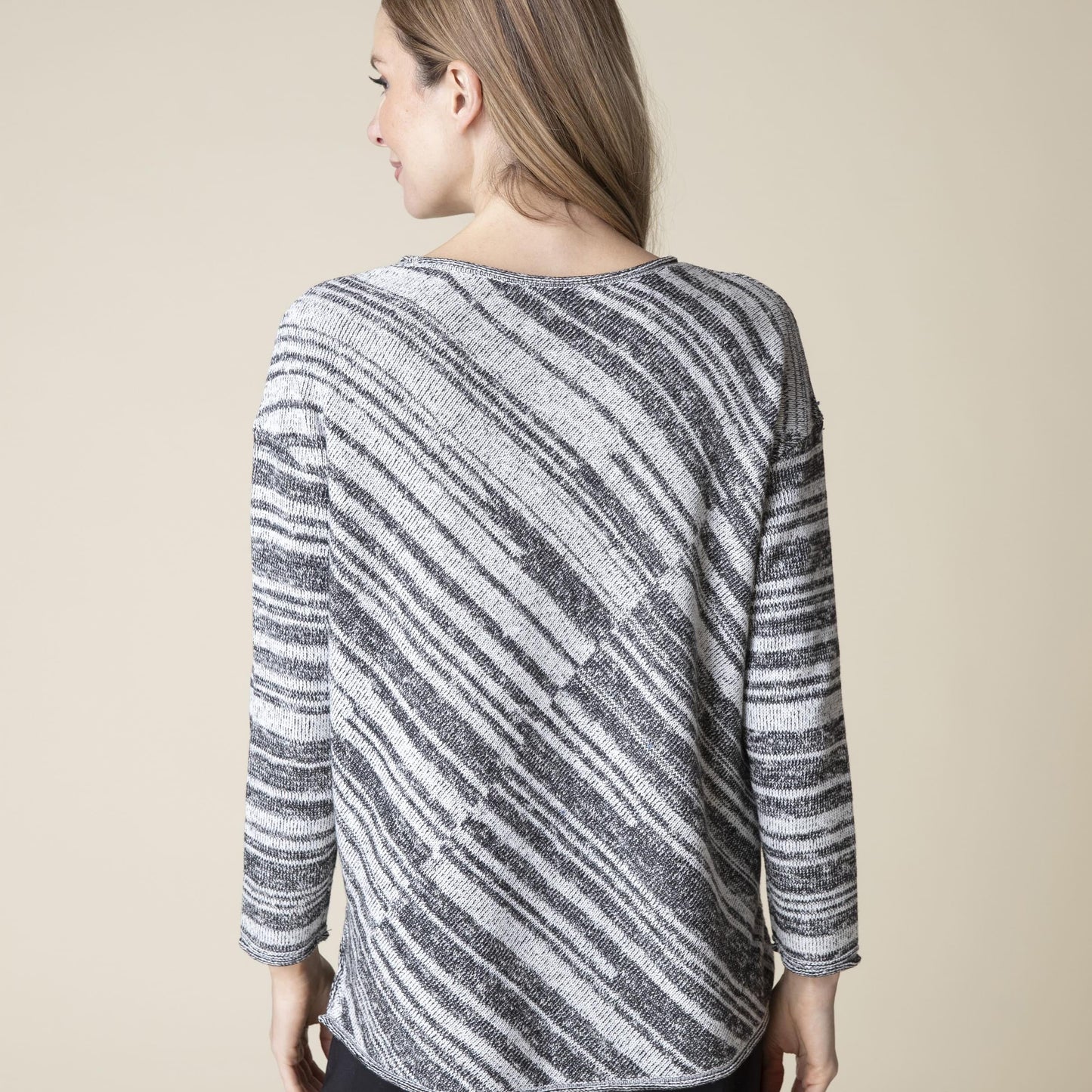 Mixed Stripe Crew Sweater in Black by Habitat Clothing