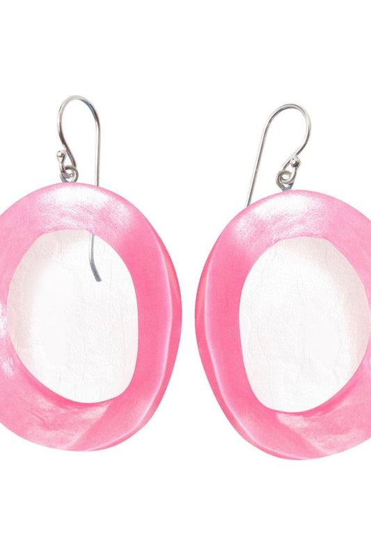 Zsiska Design-Halos Oval Resin Hook Earring-Pink