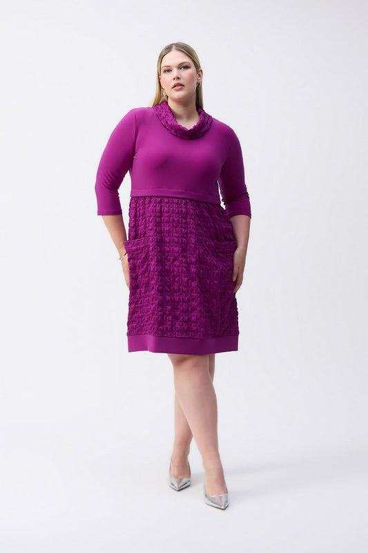 Jacquard And Silky Knit Cocoon Dress in Empress