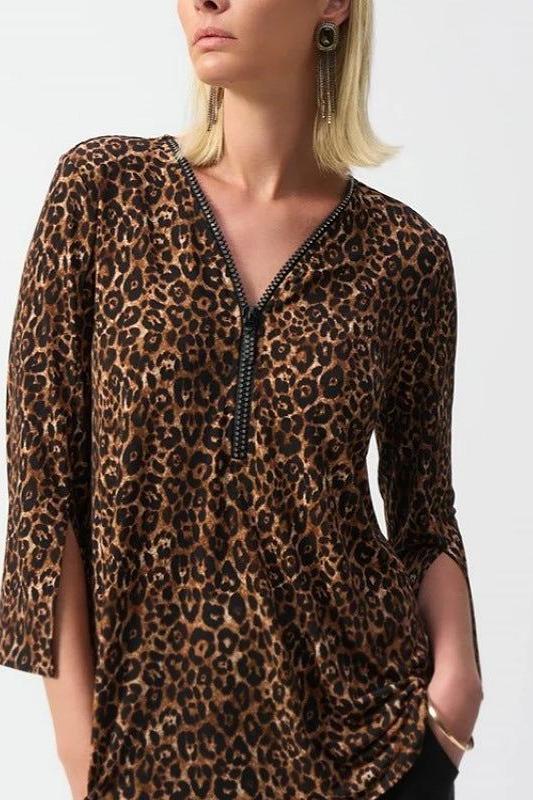 Silky Knit Animal Print Fit and Flare Tunic by Joseph Ribkoff