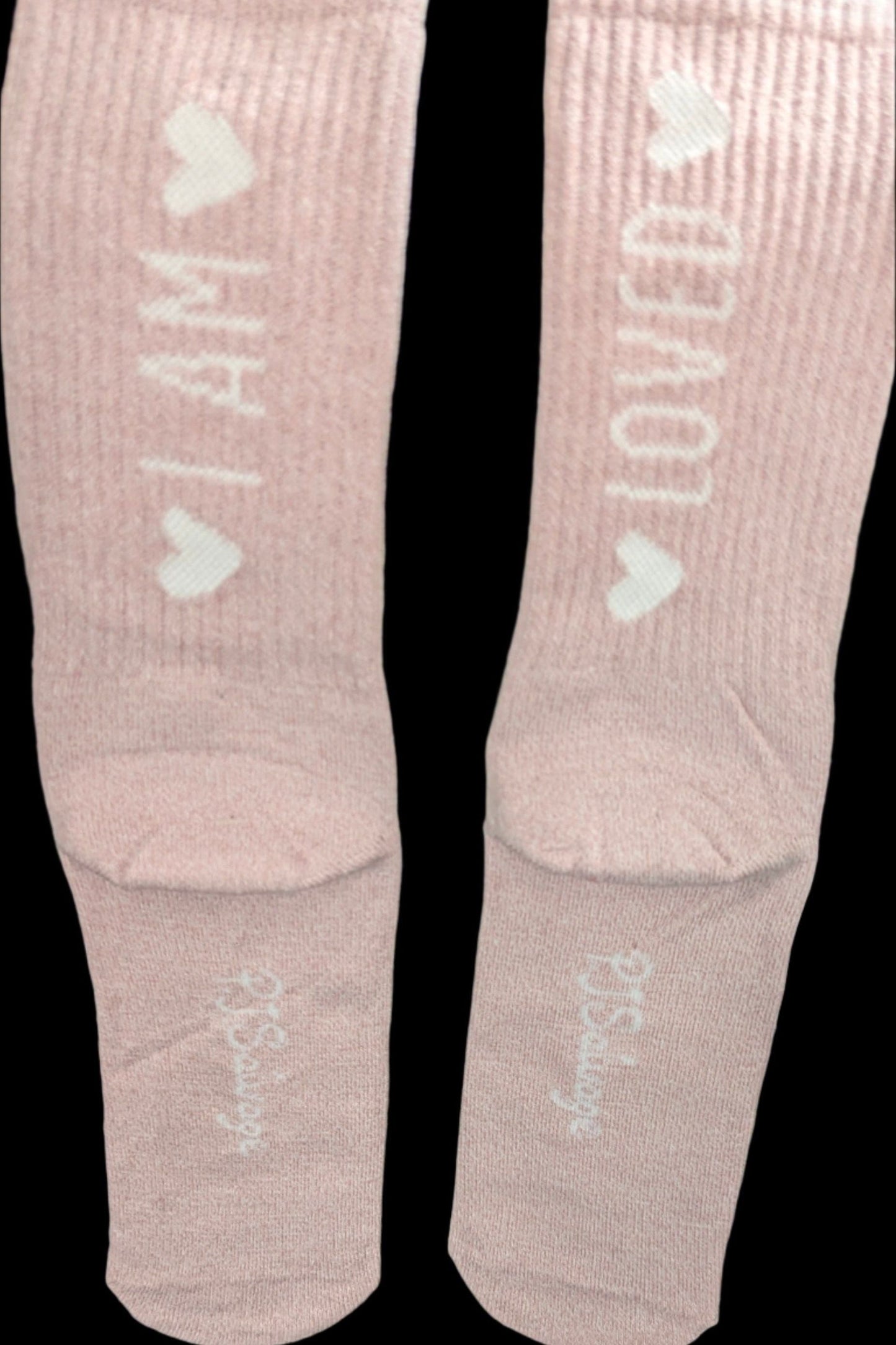 Socks - Pink "I am Loved"  Rib Crew Sock (1) by PJ Salvage