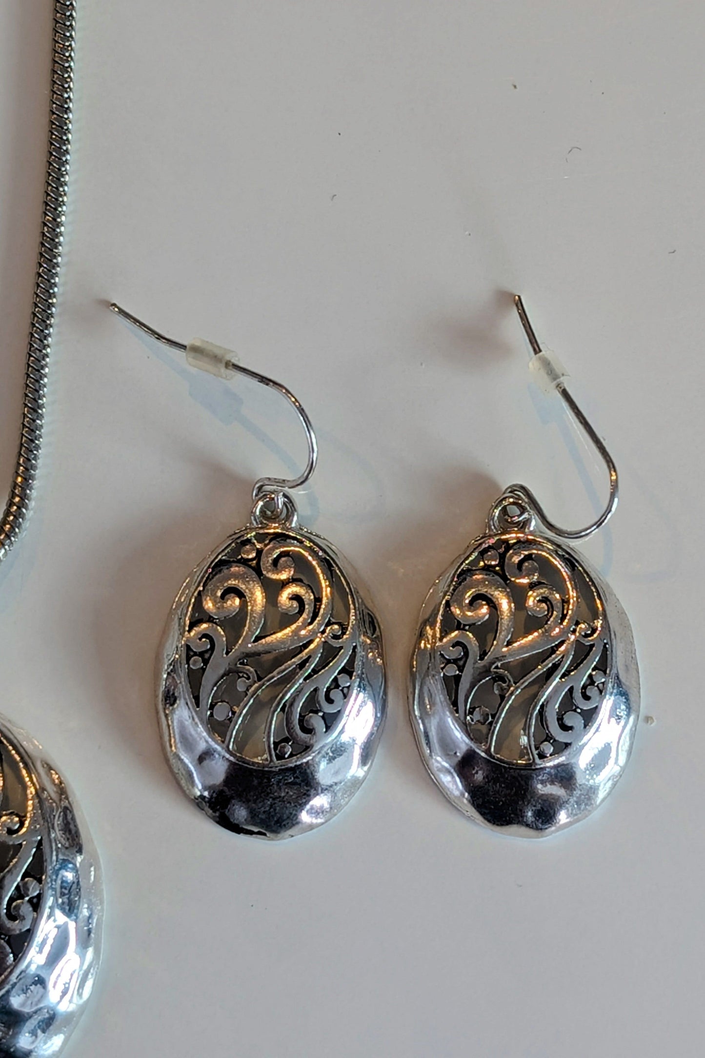 Abalone Shell Swirl Oval Pendant and Earring Set