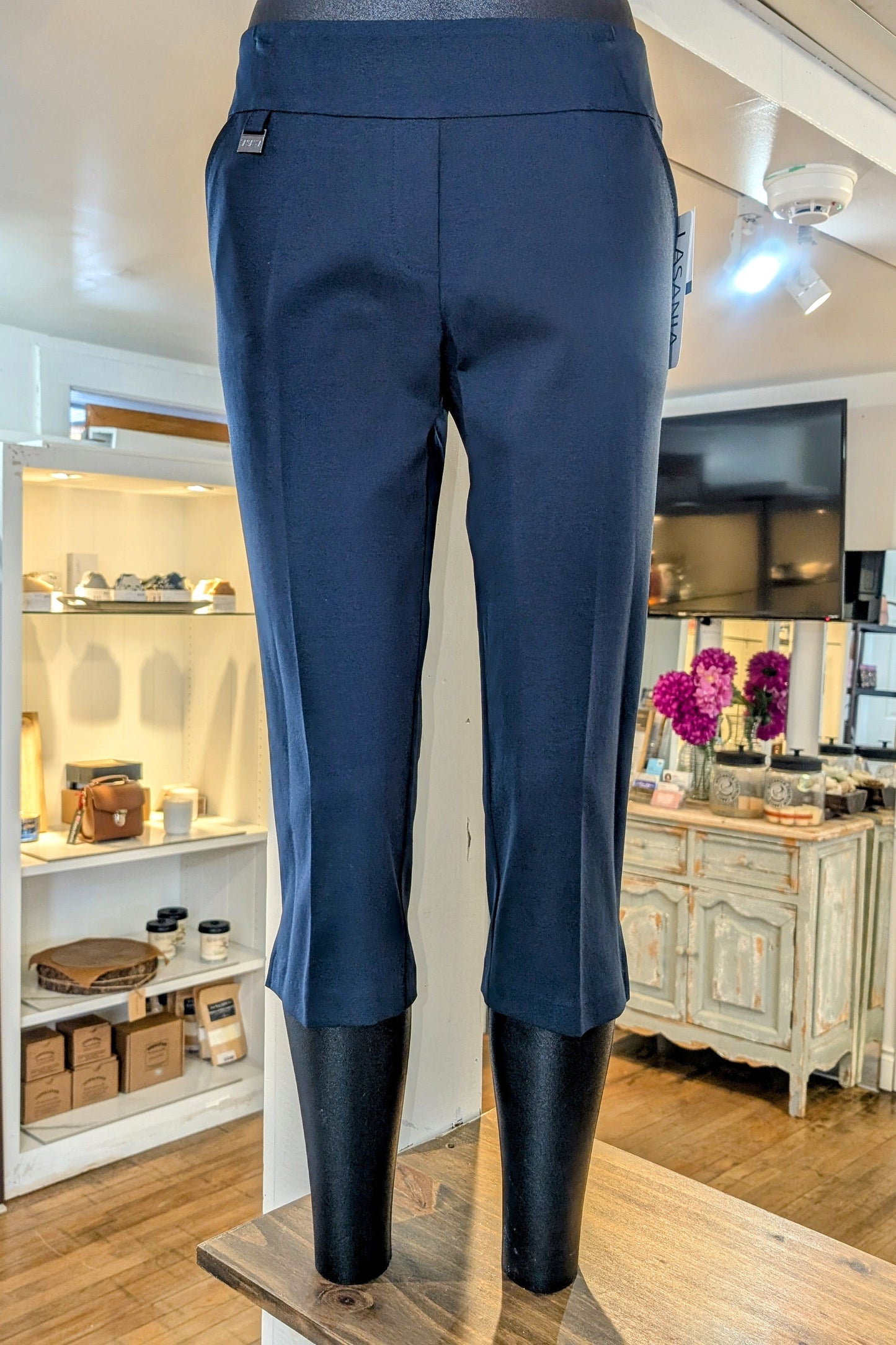 Petite - Capri Pant in Navy by Lasania 9064 P