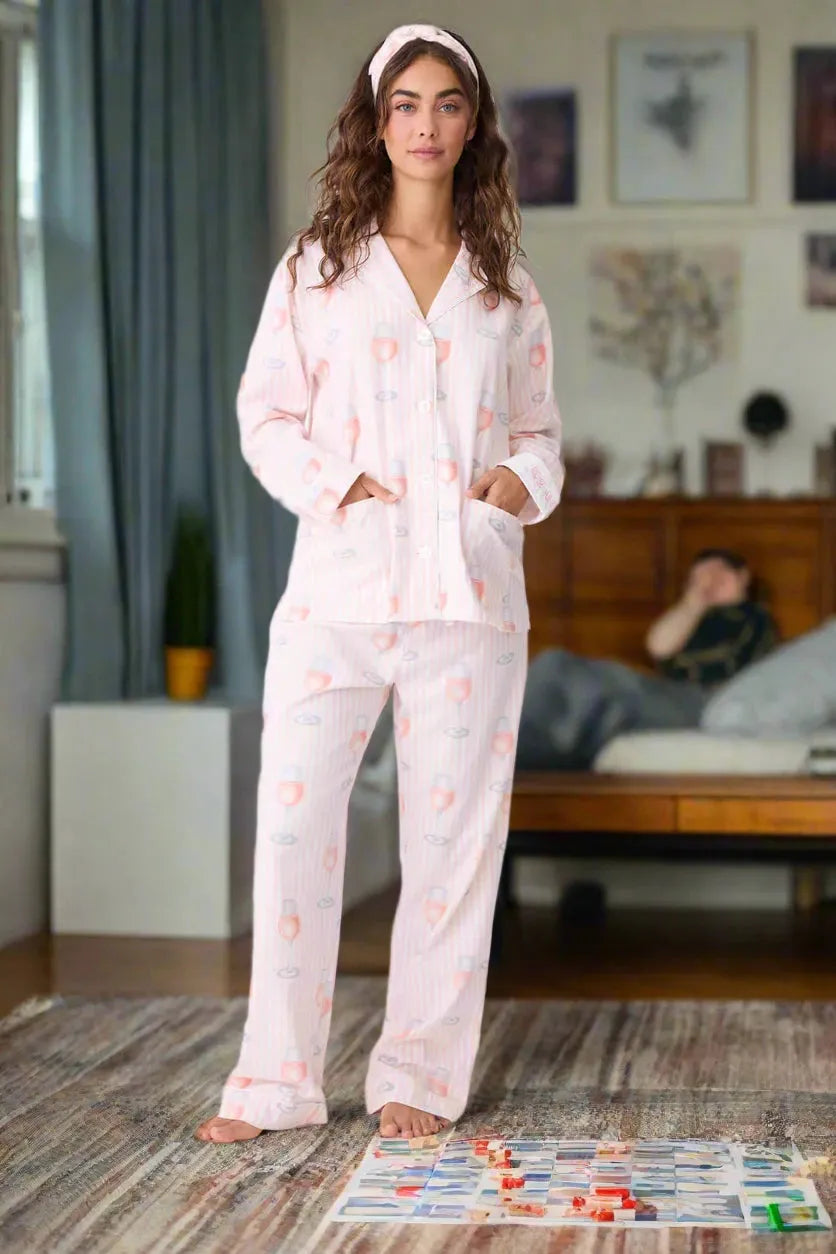 Rose All Day Flannel PJ Set in Pink Mist by P.J. Salvage