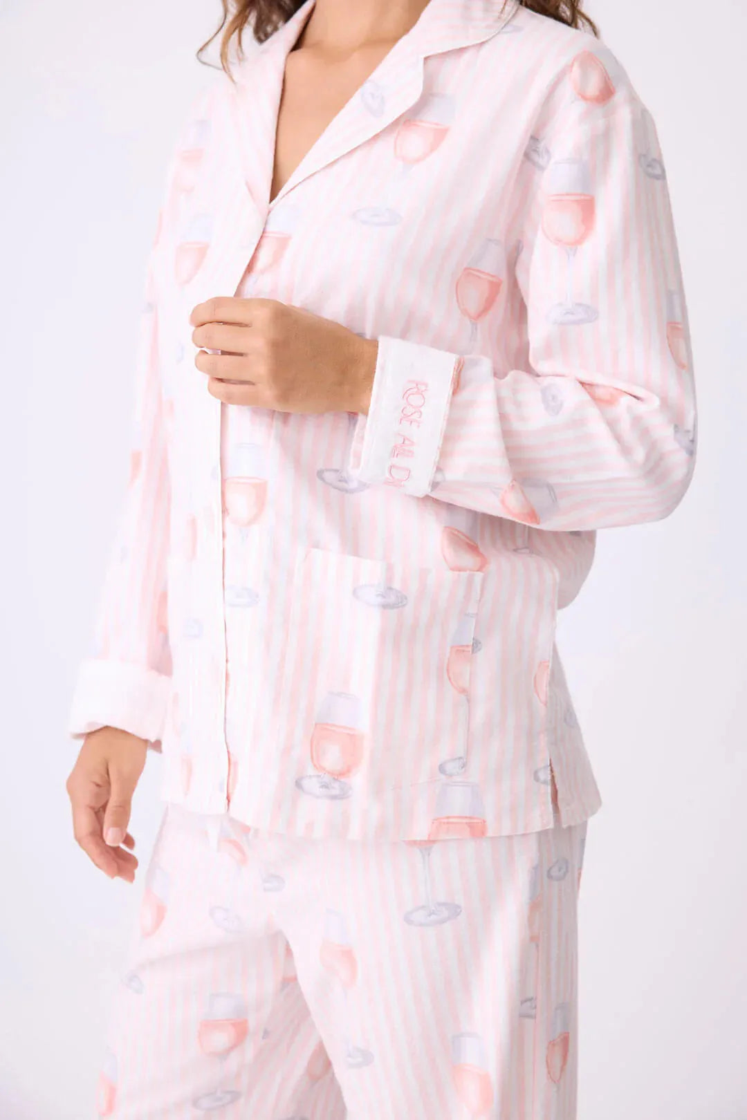 Rose All Day Flannel PJ Set in Pink Mist by P.J. Salvage