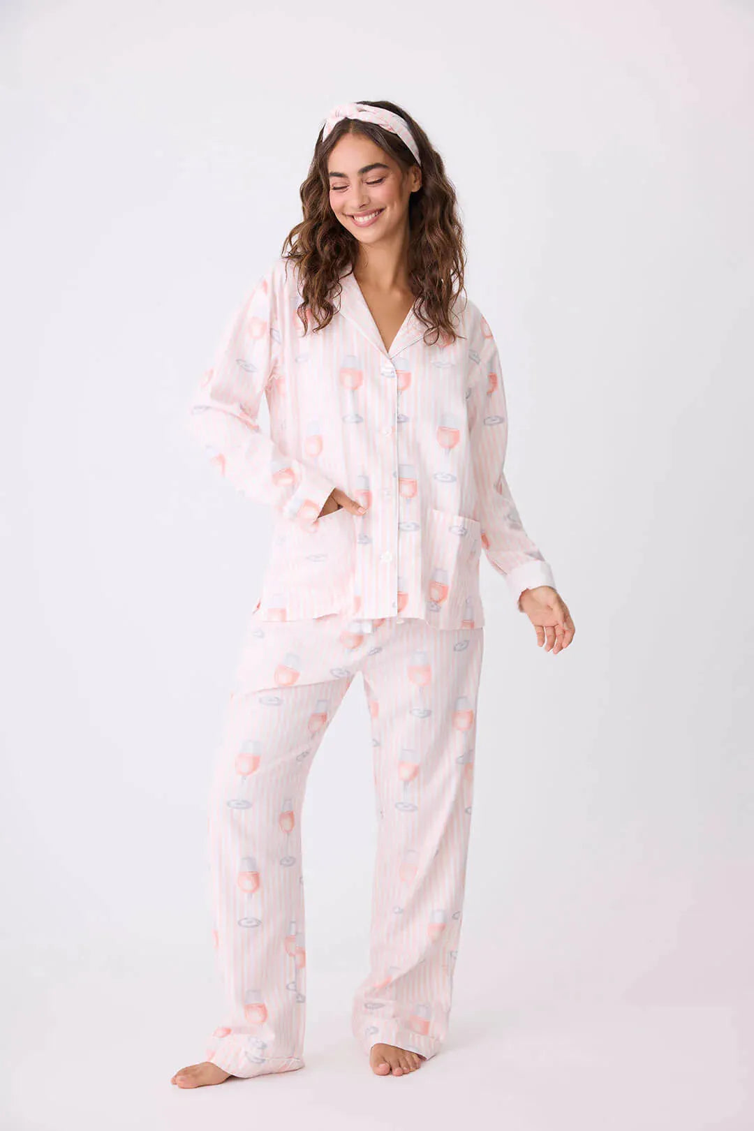 Rose All Day Flannel PJ Set in Pink Mist by P.J. Salvage