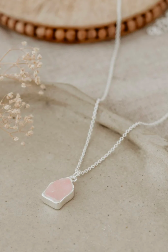 Stone Fleck Necklace in Rose Quartz by Wild Abandon