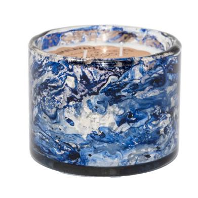 Wind Blown Blue Glass Tumbler in Tobacco Bark by Himalayan Trading