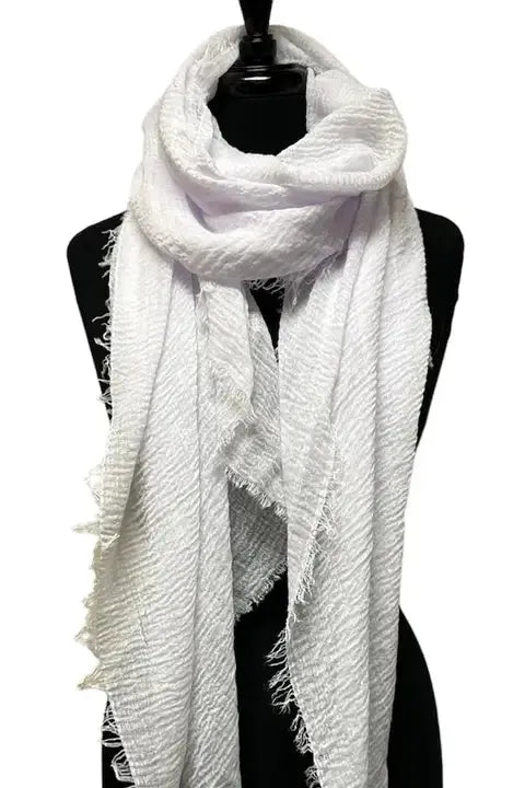 Solid Colour Gauze Scarf in White or Black