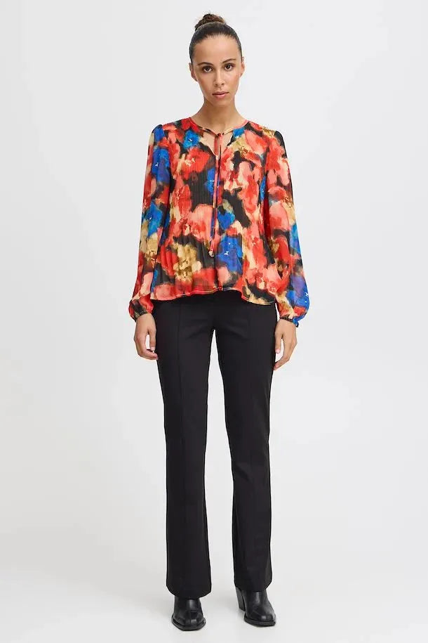 Reds and Blues Floral tie Blouse