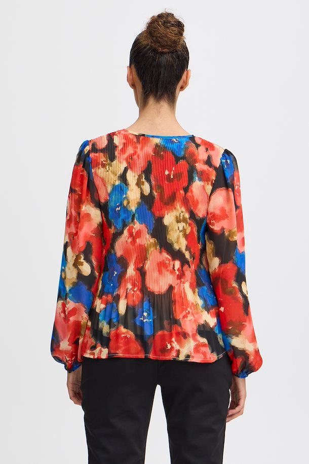 Reds and Blues Floral tie Blouse