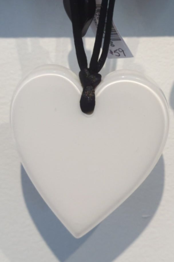 Large White Resin Heart Necklace by Zsiska Design