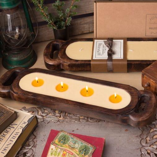 Wooden Candle Tray - Medium - Red Currant by Himalayan Trading