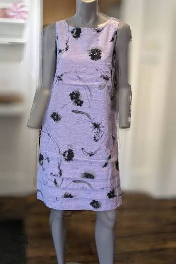 Floral Print on Wisteria Linen Dress with Pockets by Habitat H43380 ***Last One XL**Final Sale - No Return