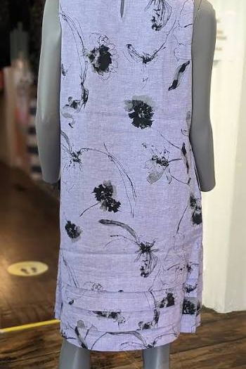 Floral Print on Wisteria Linen Dress with Pockets by Habitat H43380 ***Last One XL**Final Sale - No Return